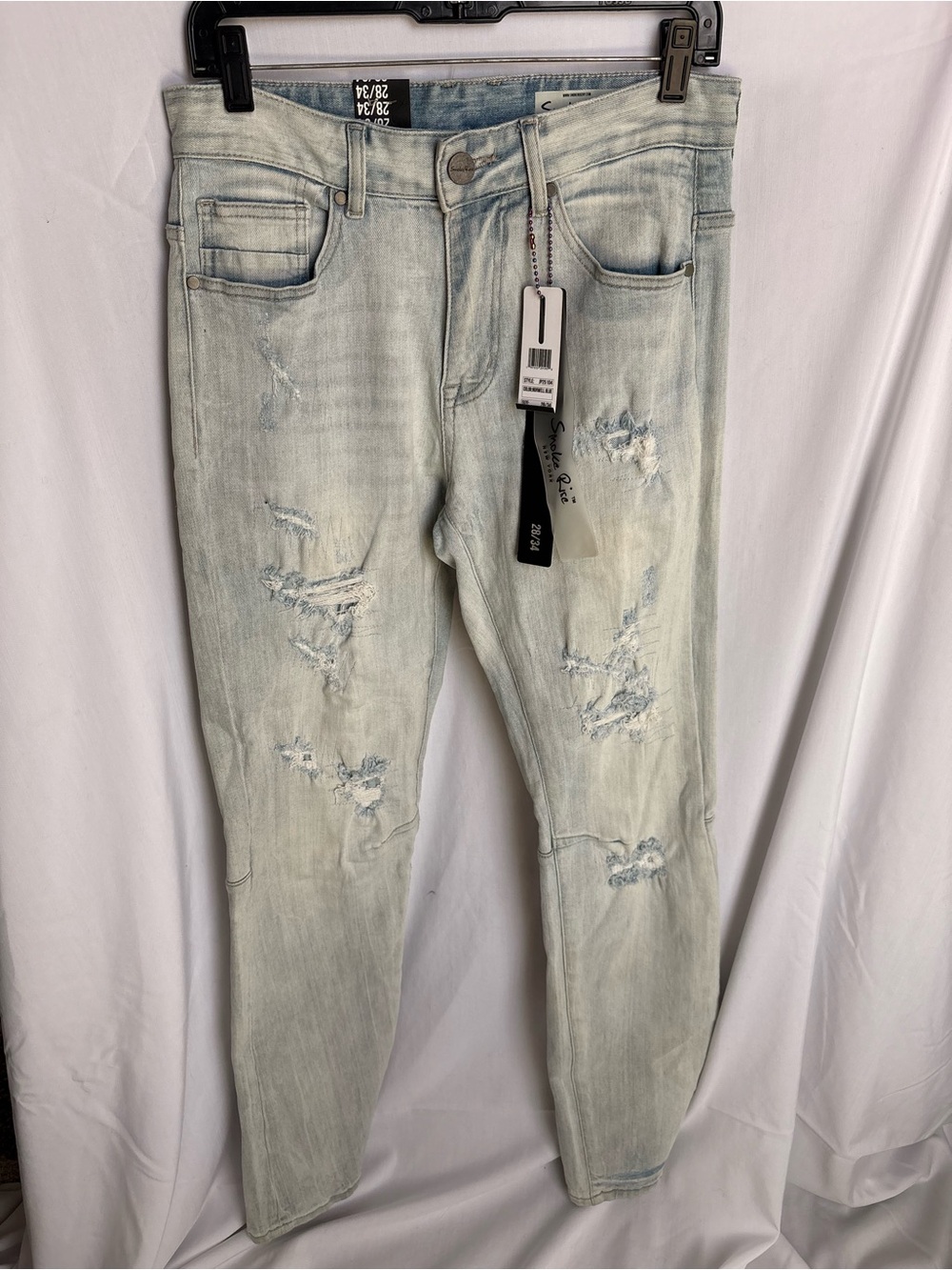 NWT MEN'S SMOKE RISE DISTRESSED SLIM DENIM JEANS - SIZE 28/34